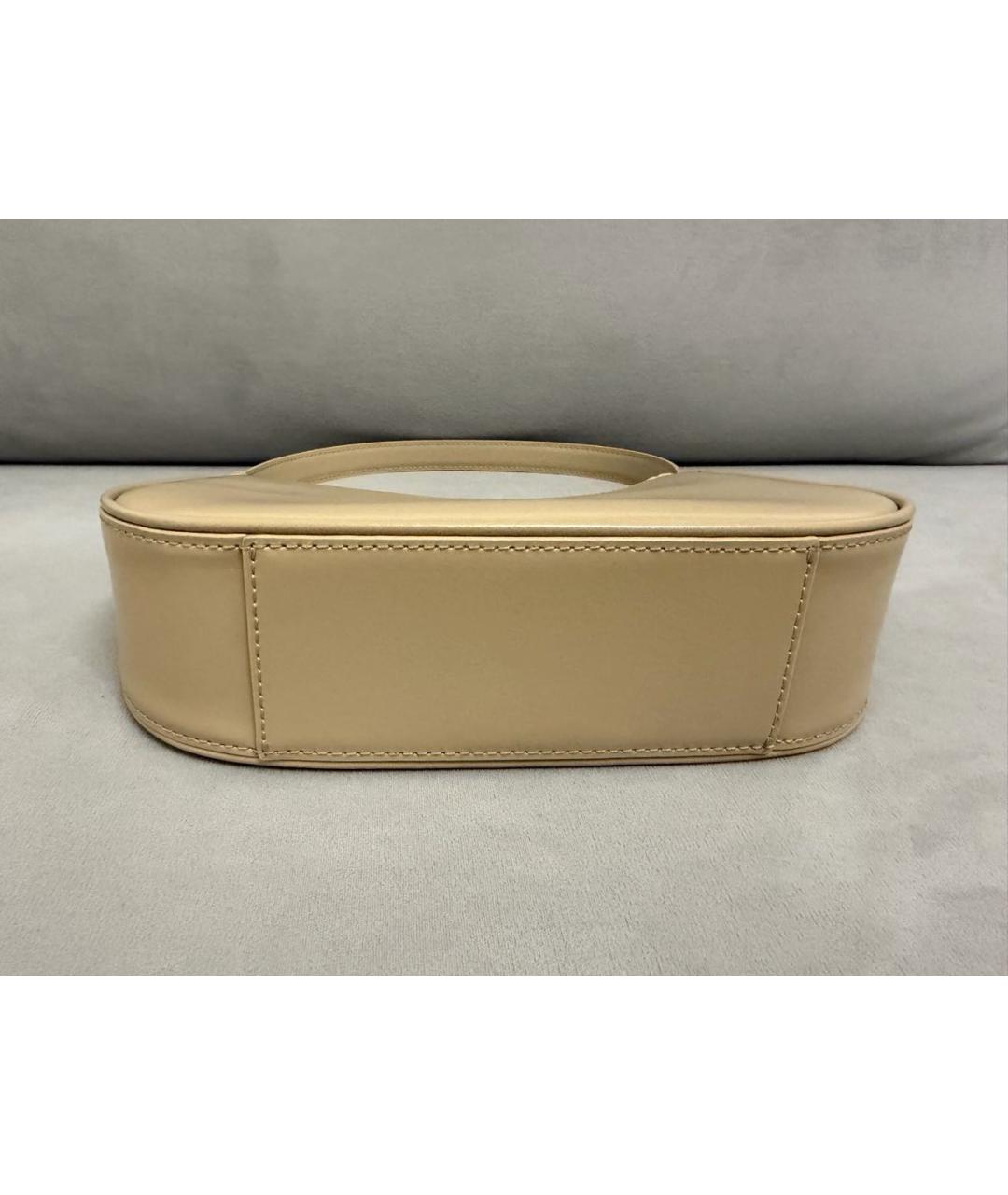 PINKO Бежевая кожаная сумка с короткими ручками, фото 5