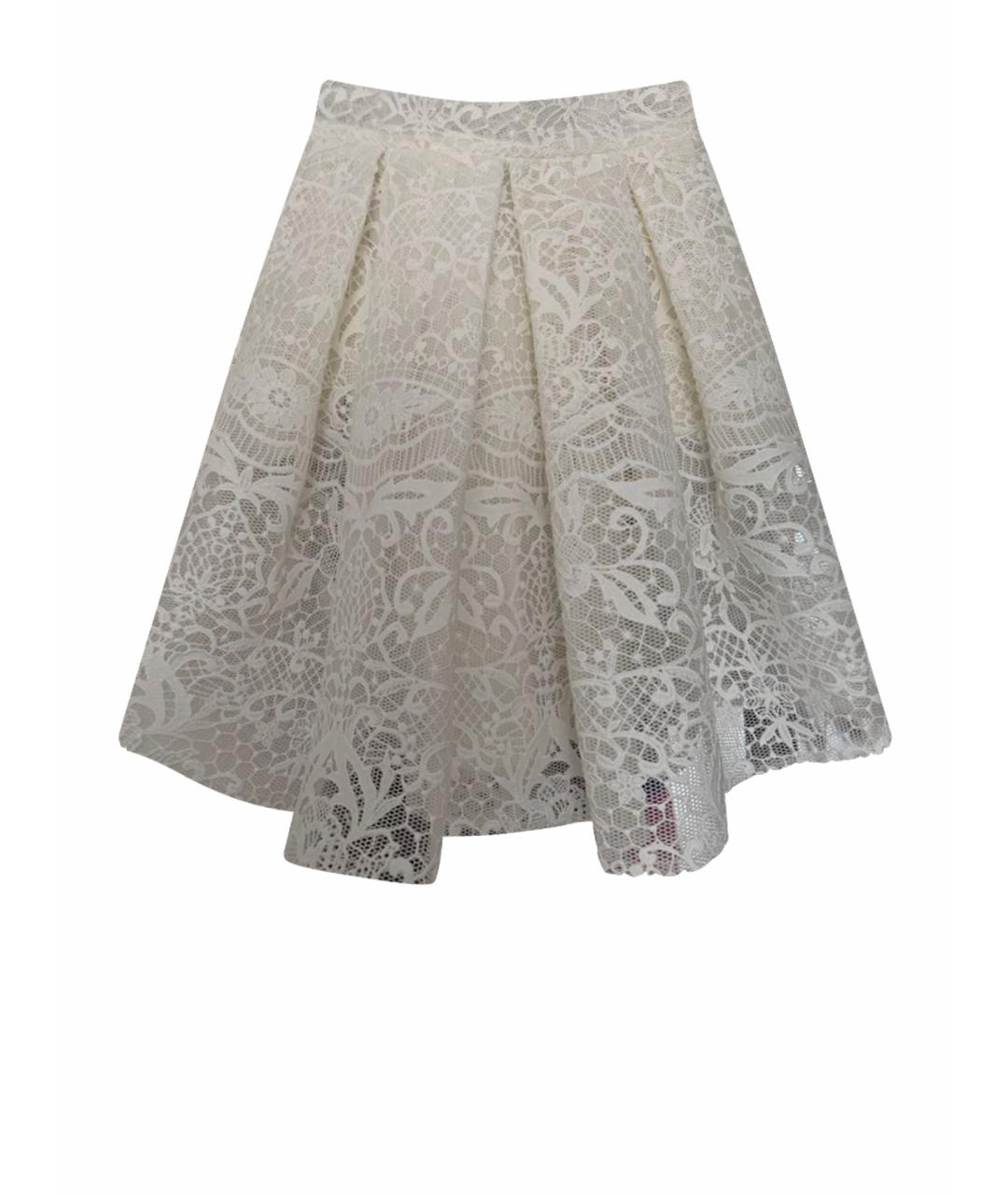 MAJE Белая кружевная юбка миди, фото 1