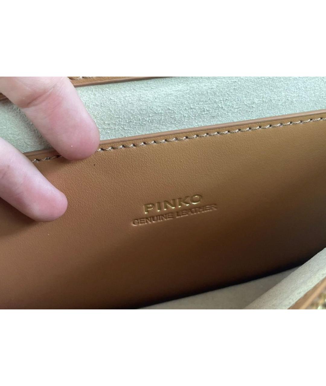 PINKO Коричневая кожаная сумка через плечо, фото 8