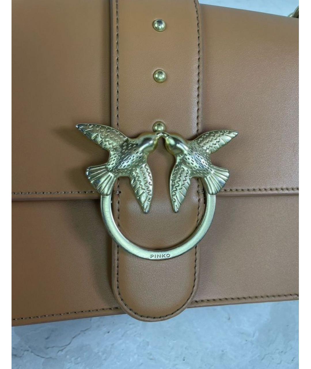 PINKO Коричневая кожаная сумка через плечо, фото 5