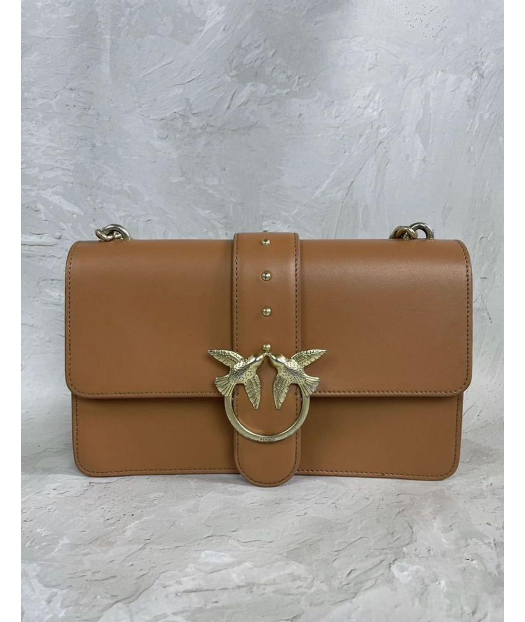PINKO Коричневая кожаная сумка через плечо, фото 9