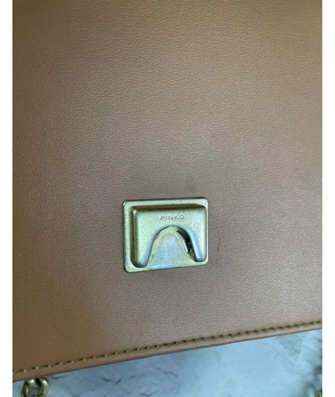 PINKO Коричневая кожаная сумка через плечо, фото 6