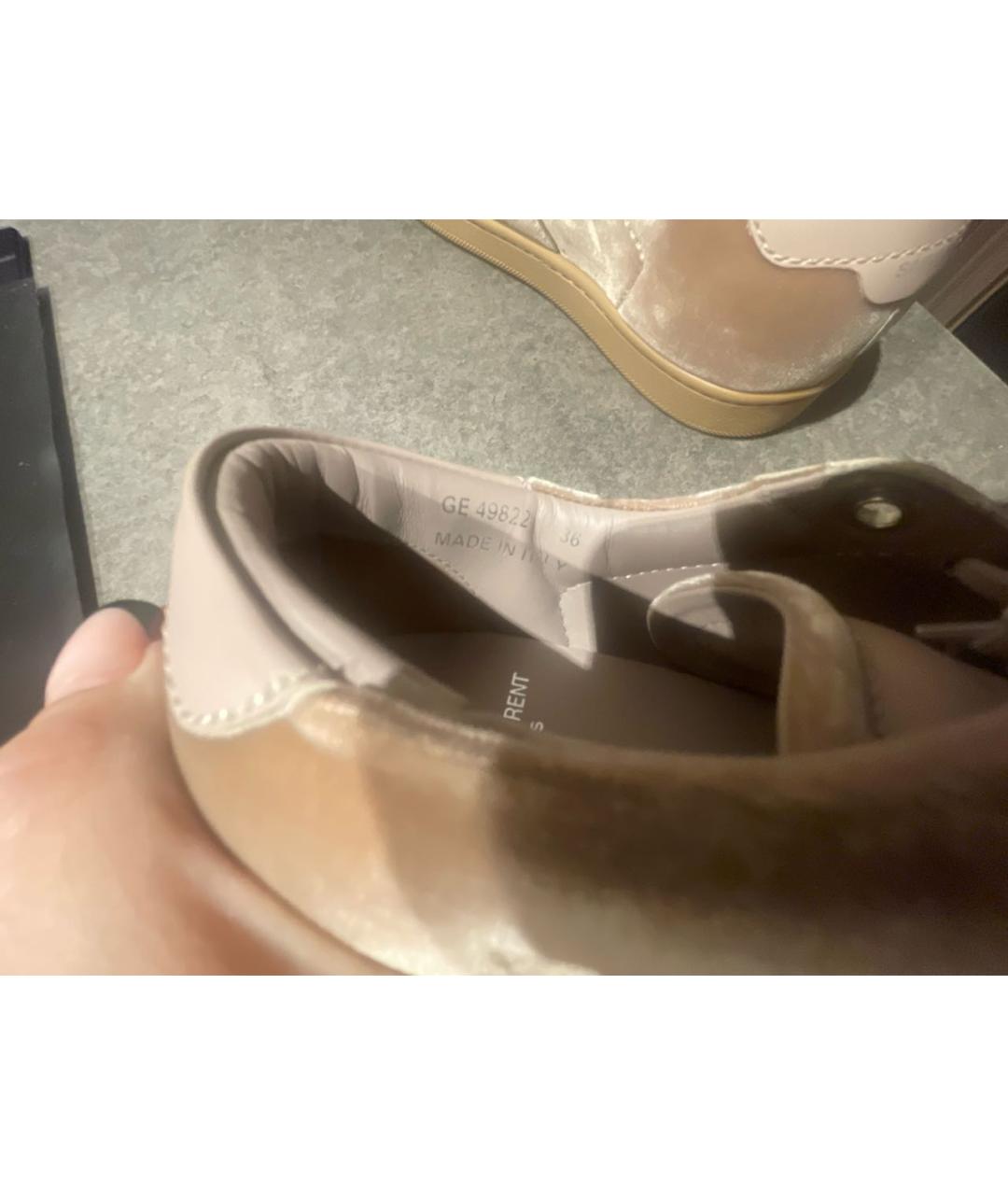 SAINT LAURENT Розовые бархатные кеды, фото 6