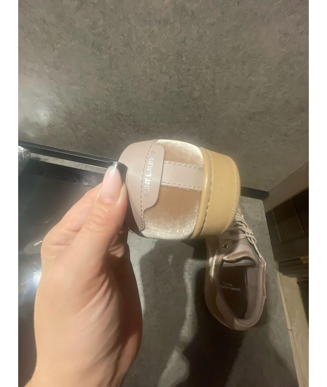 SAINT LAURENT Розовые бархатные кеды, фото 5