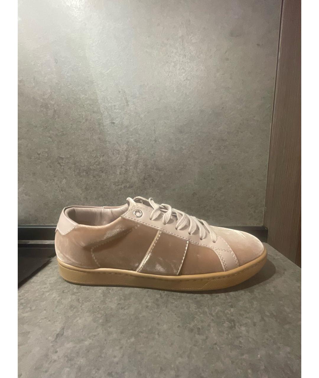 SAINT LAURENT Розовые бархатные кеды, фото 9