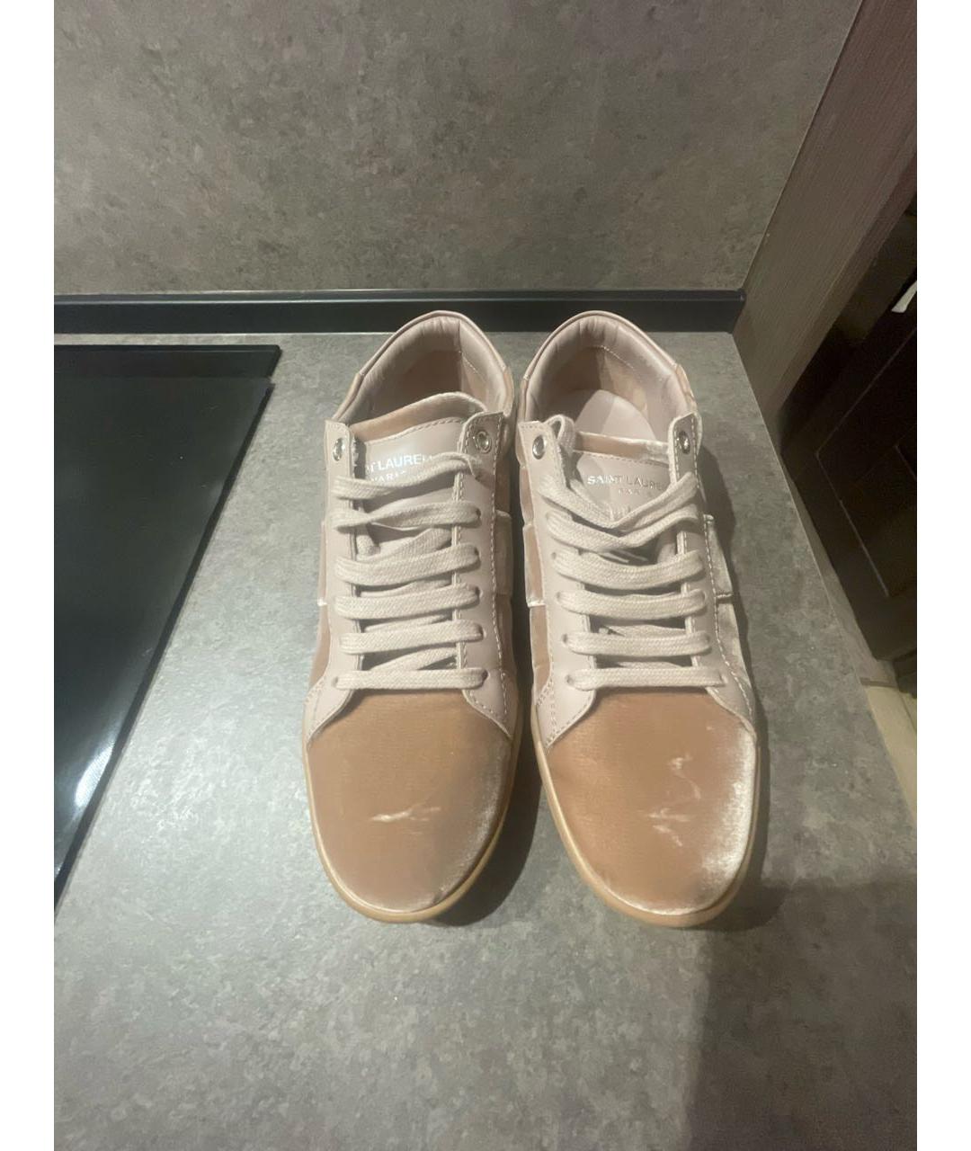 SAINT LAURENT Розовые бархатные кеды, фото 2