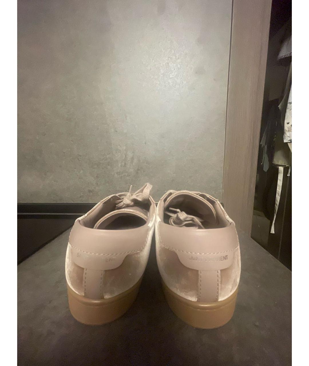 SAINT LAURENT Розовые бархатные кеды, фото 4