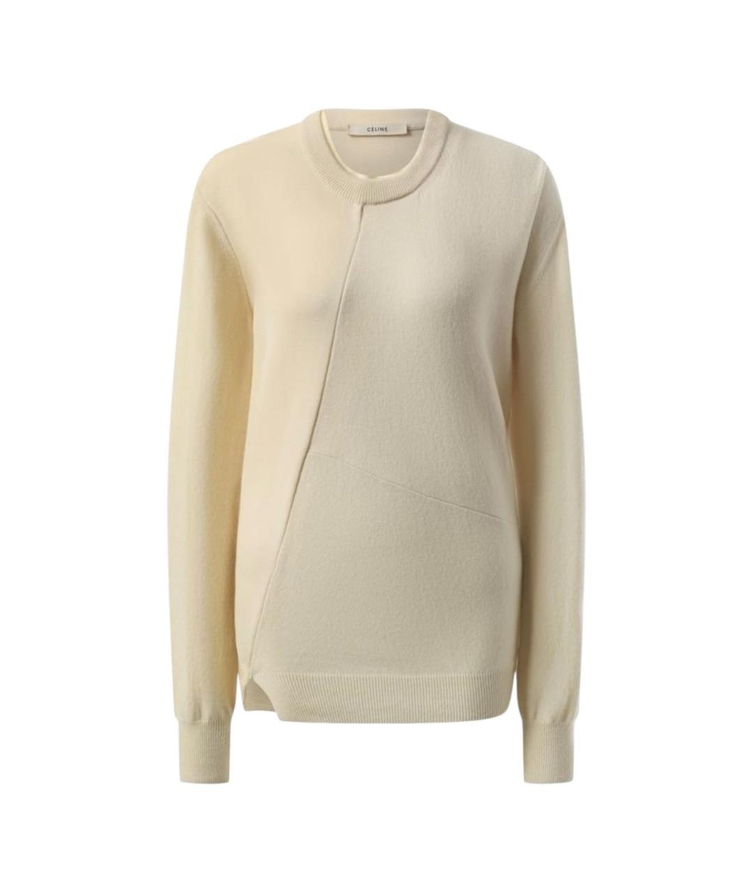 CELINE Бежевый шерстяной джемпер / свитер, фото 3