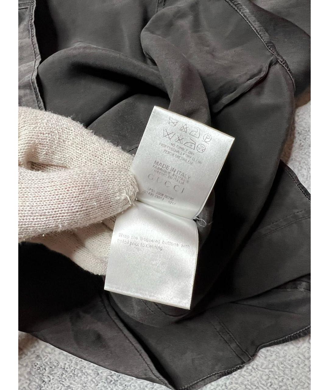 GUCCI Серая шелковая блузы, фото 8