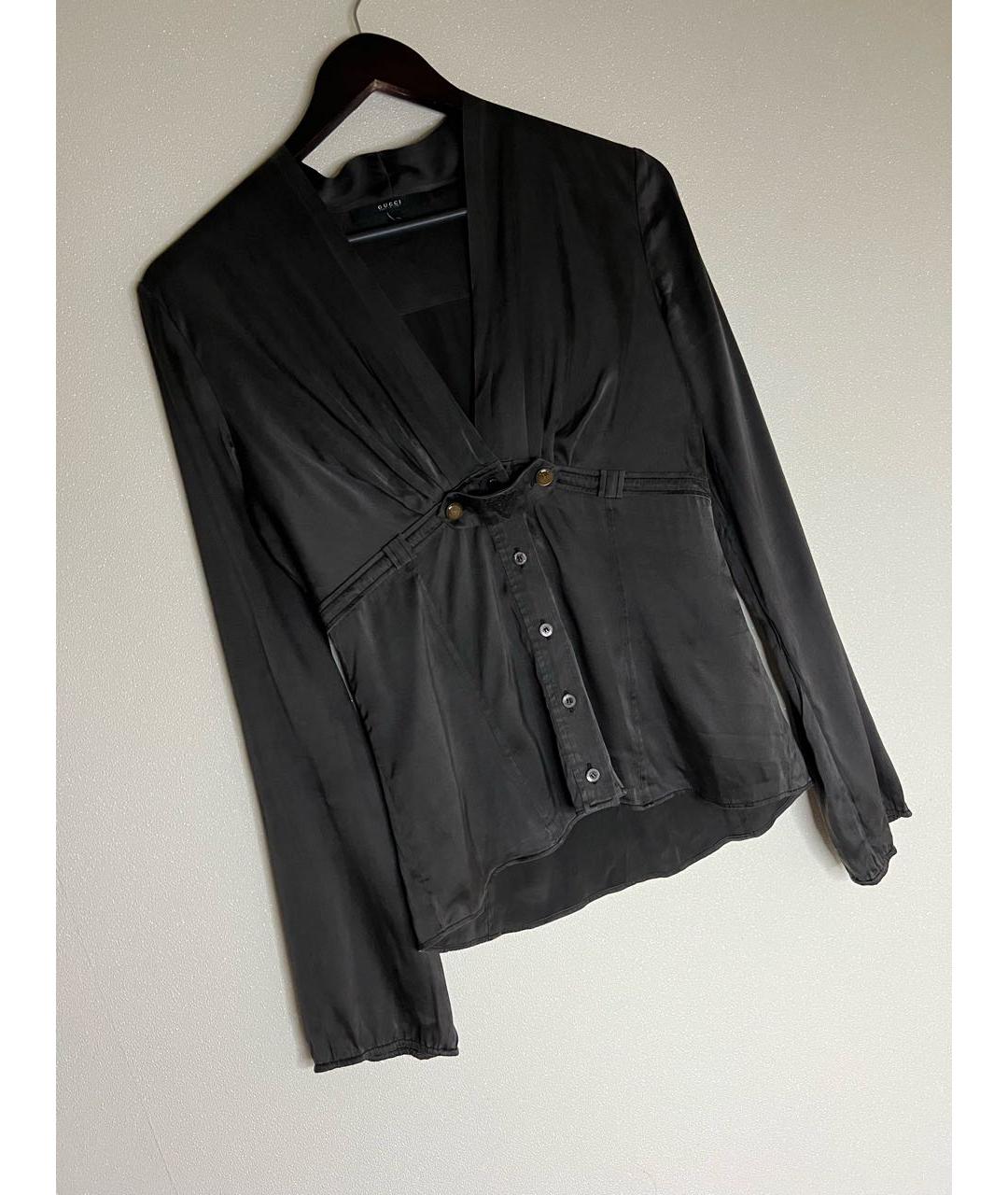 GUCCI Серая шелковая блузы, фото 2