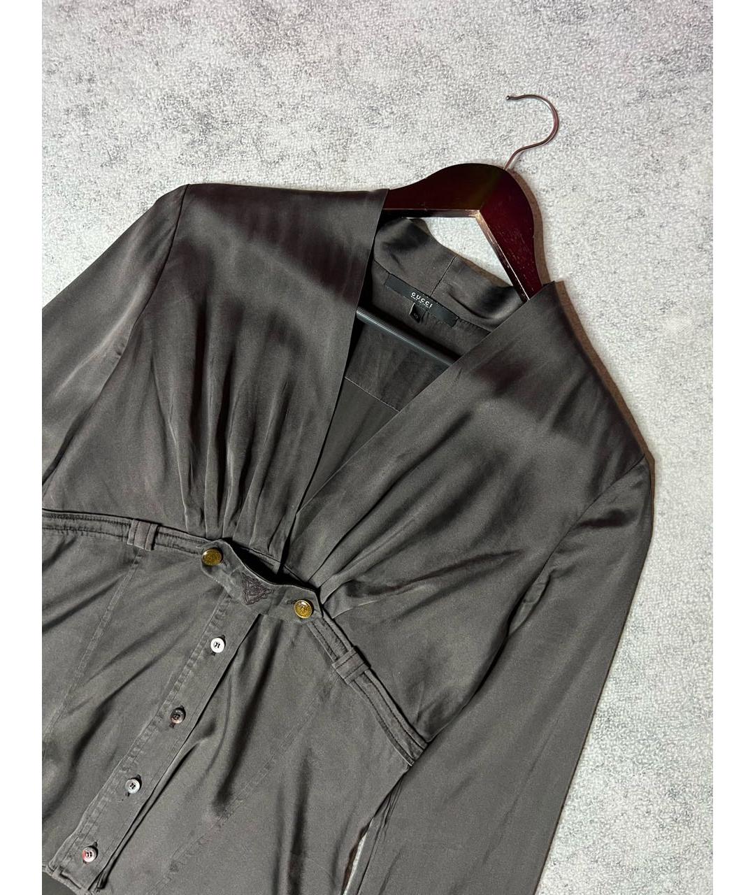 GUCCI Серая шелковая блузы, фото 4