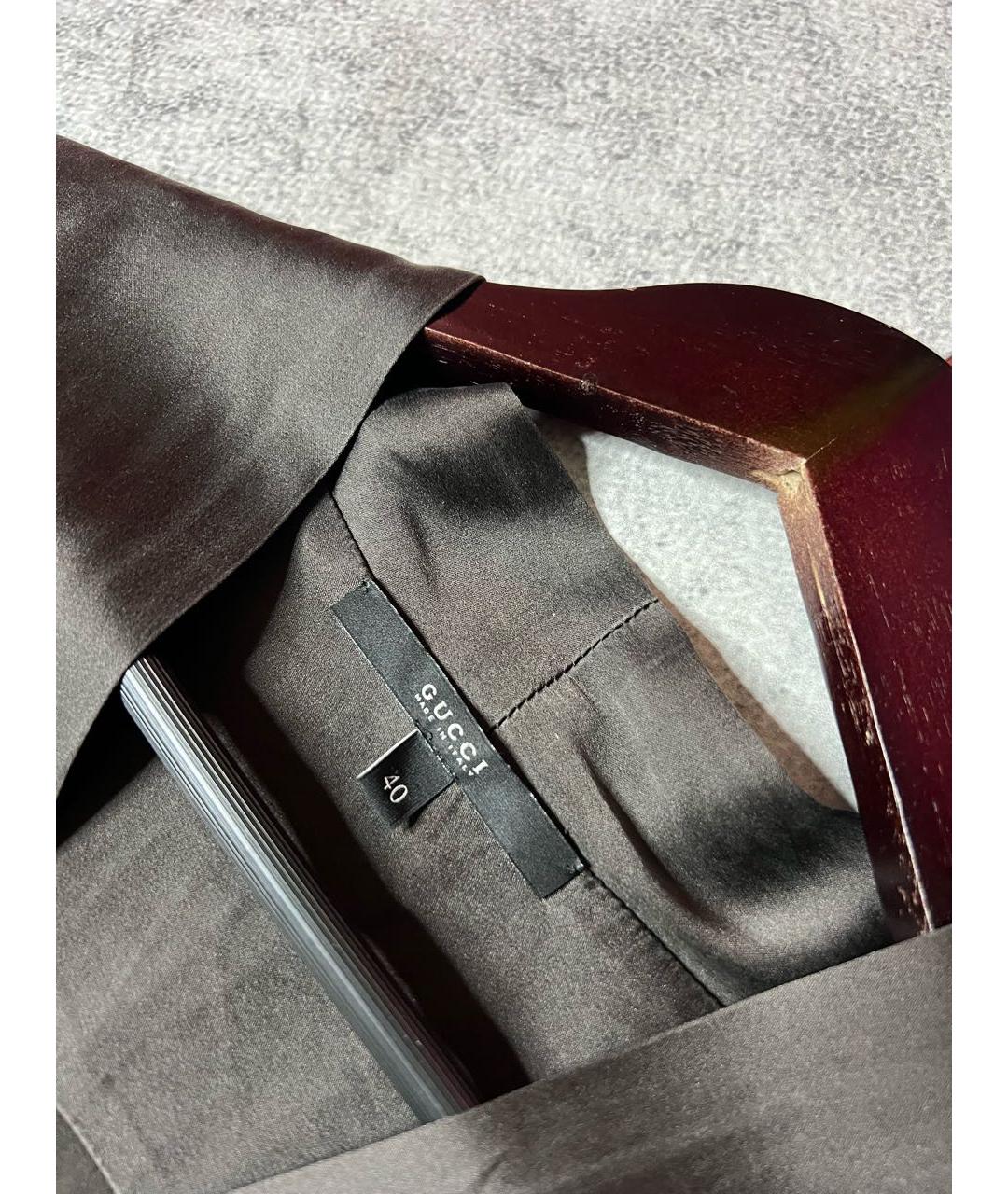 GUCCI Серая шелковая блузы, фото 7