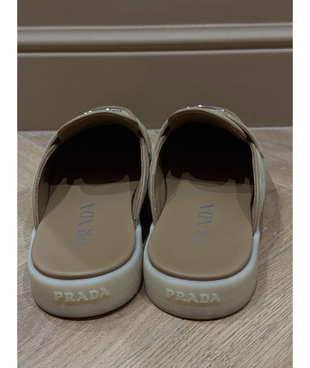 PRADA Бежевые замшевые мюли, фото 4