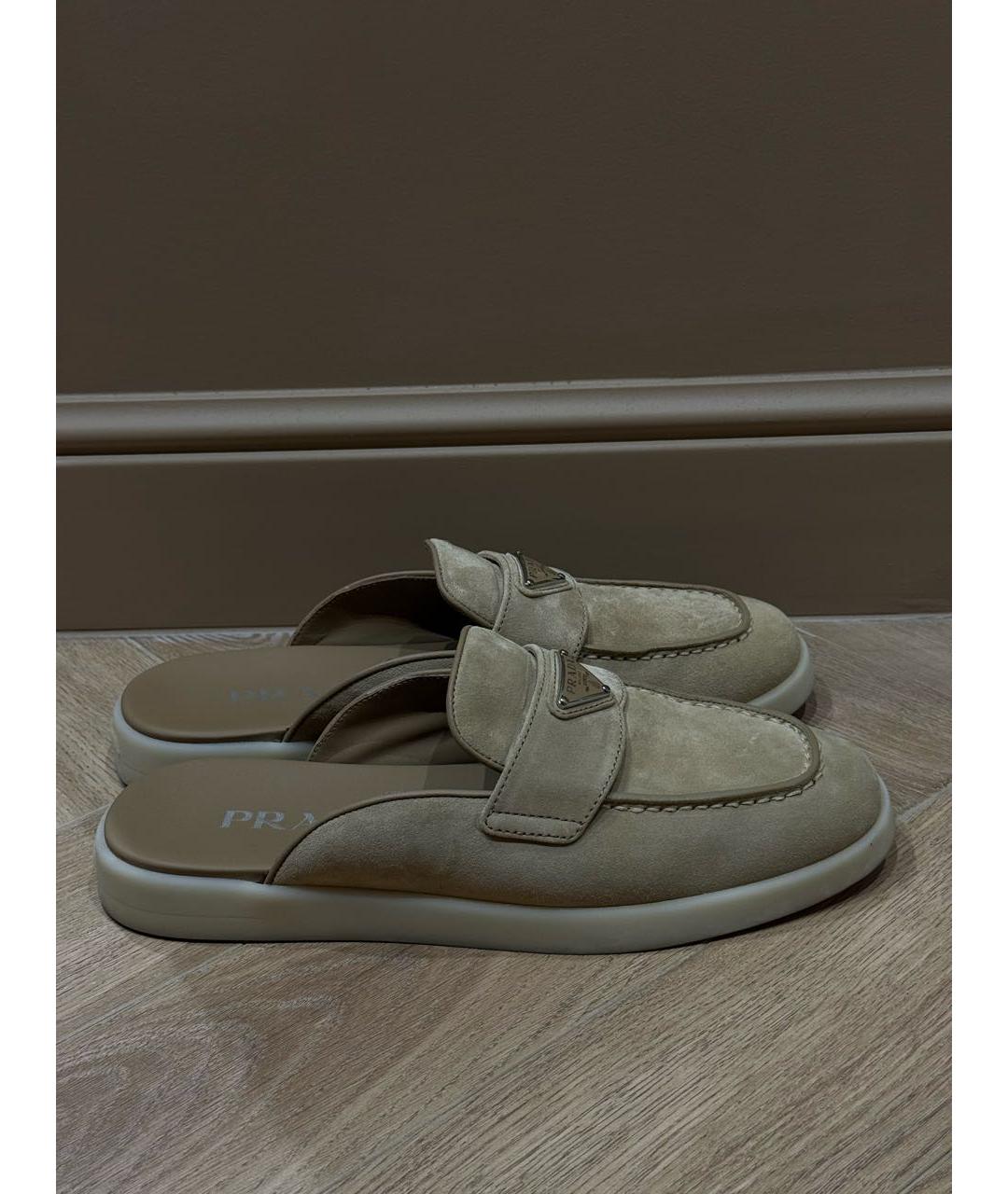 PRADA Бежевые замшевые мюли, фото 5