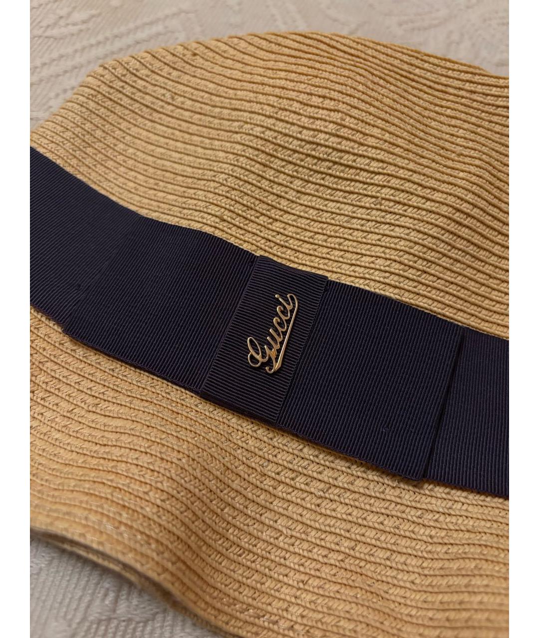 GUCCI Бежевая соломенная шляпа, фото 4