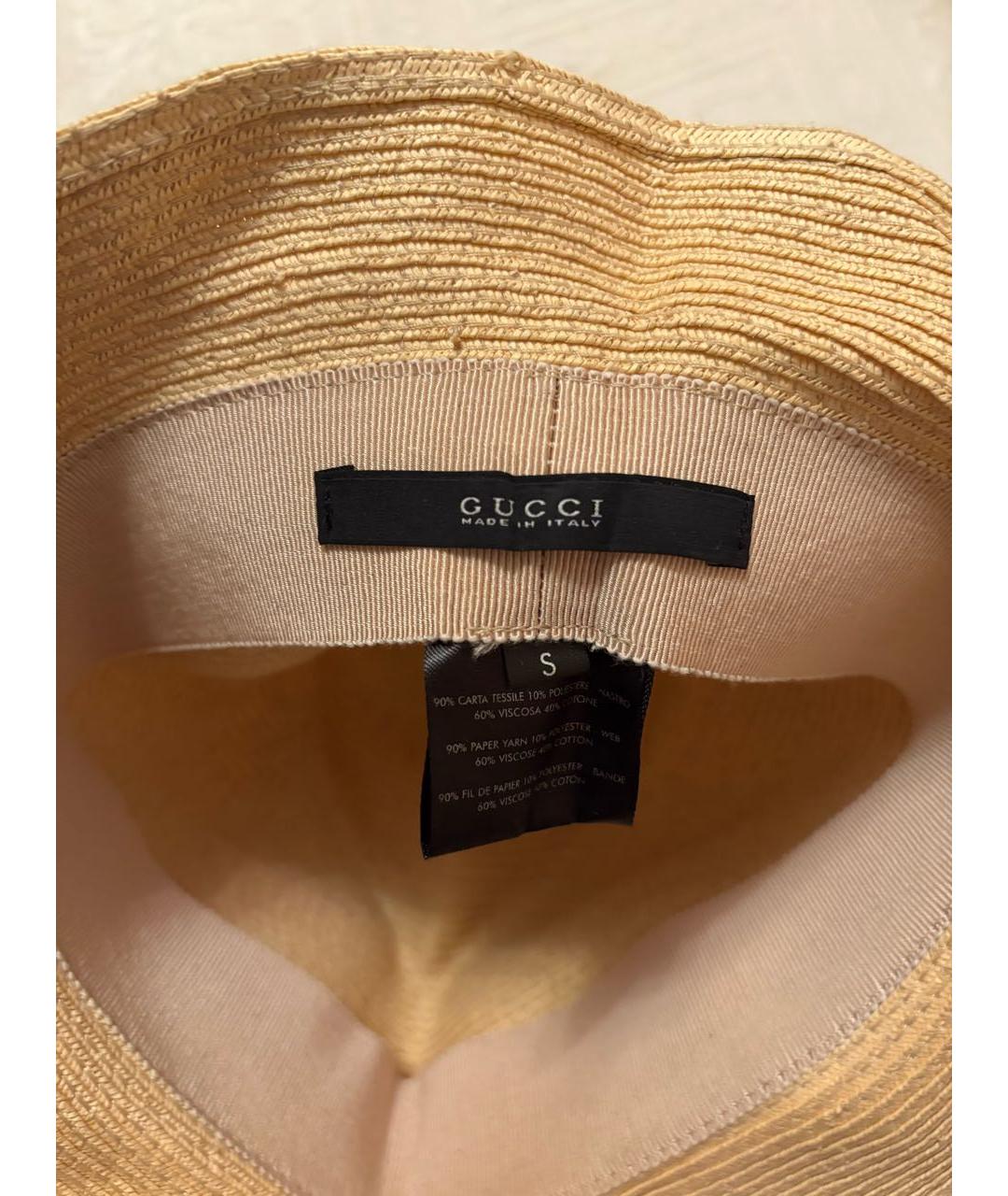 GUCCI Бежевая соломенная шляпа, фото 5