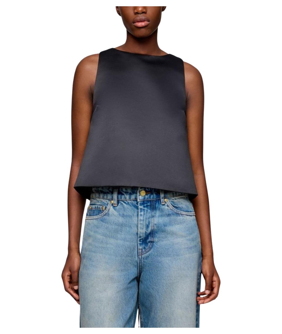 GANNI Черная полиэстеровая майка, фото 4