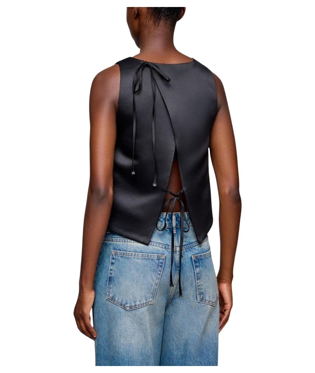 GANNI Черная полиэстеровая майка, фото 2