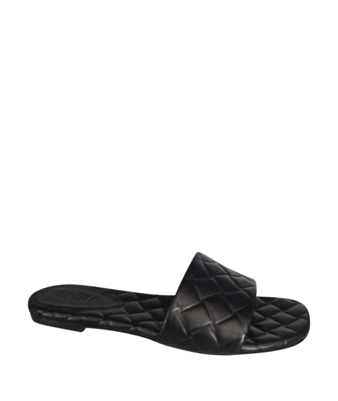 BOTTEGA VENETA Черные кожаные шлепанцы, фото 1