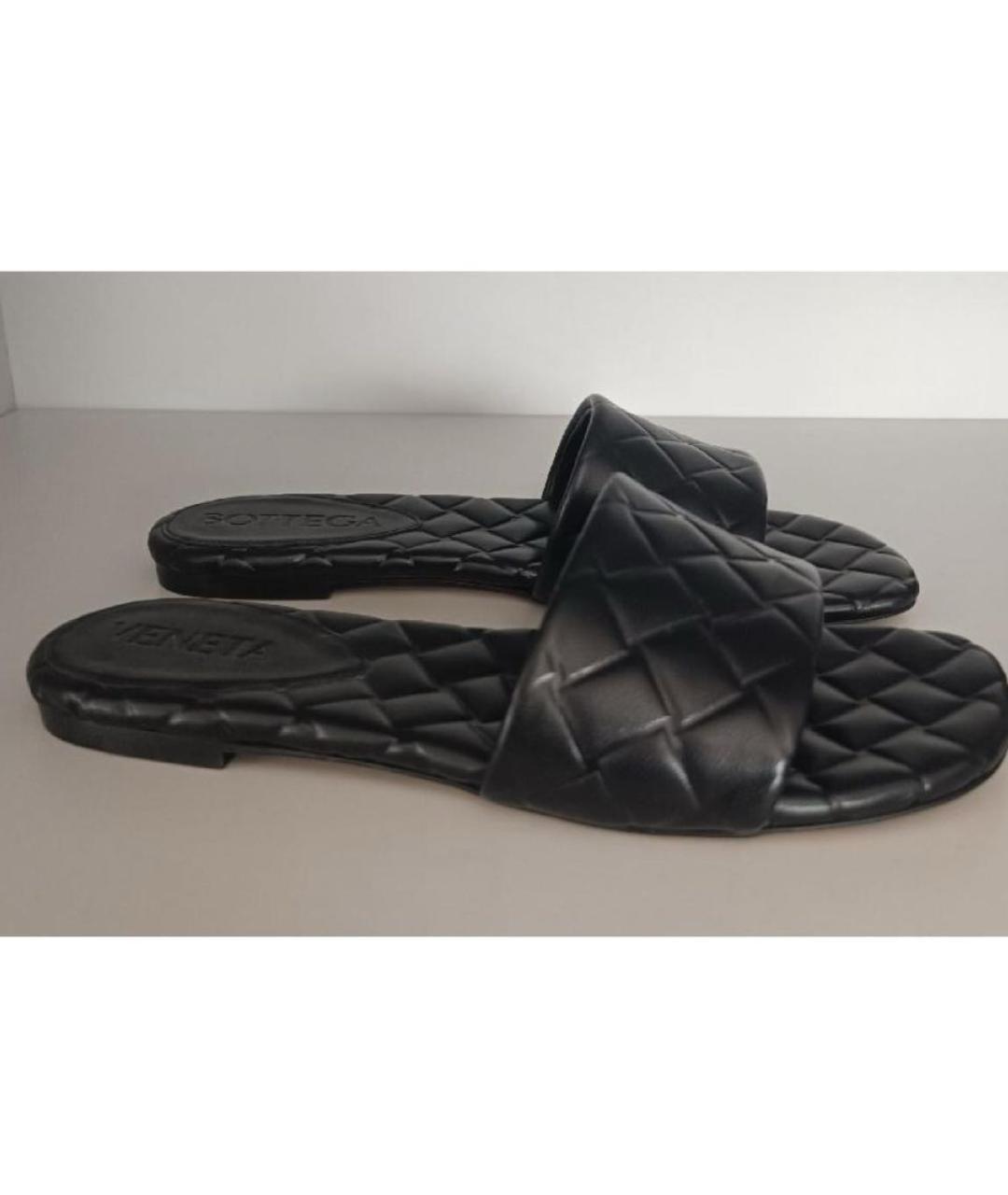 BOTTEGA VENETA Черные кожаные шлепанцы, фото 5