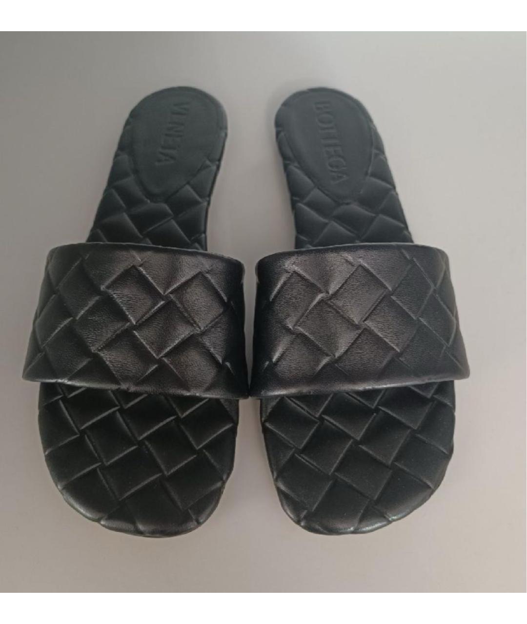 BOTTEGA VENETA Черные кожаные шлепанцы, фото 2