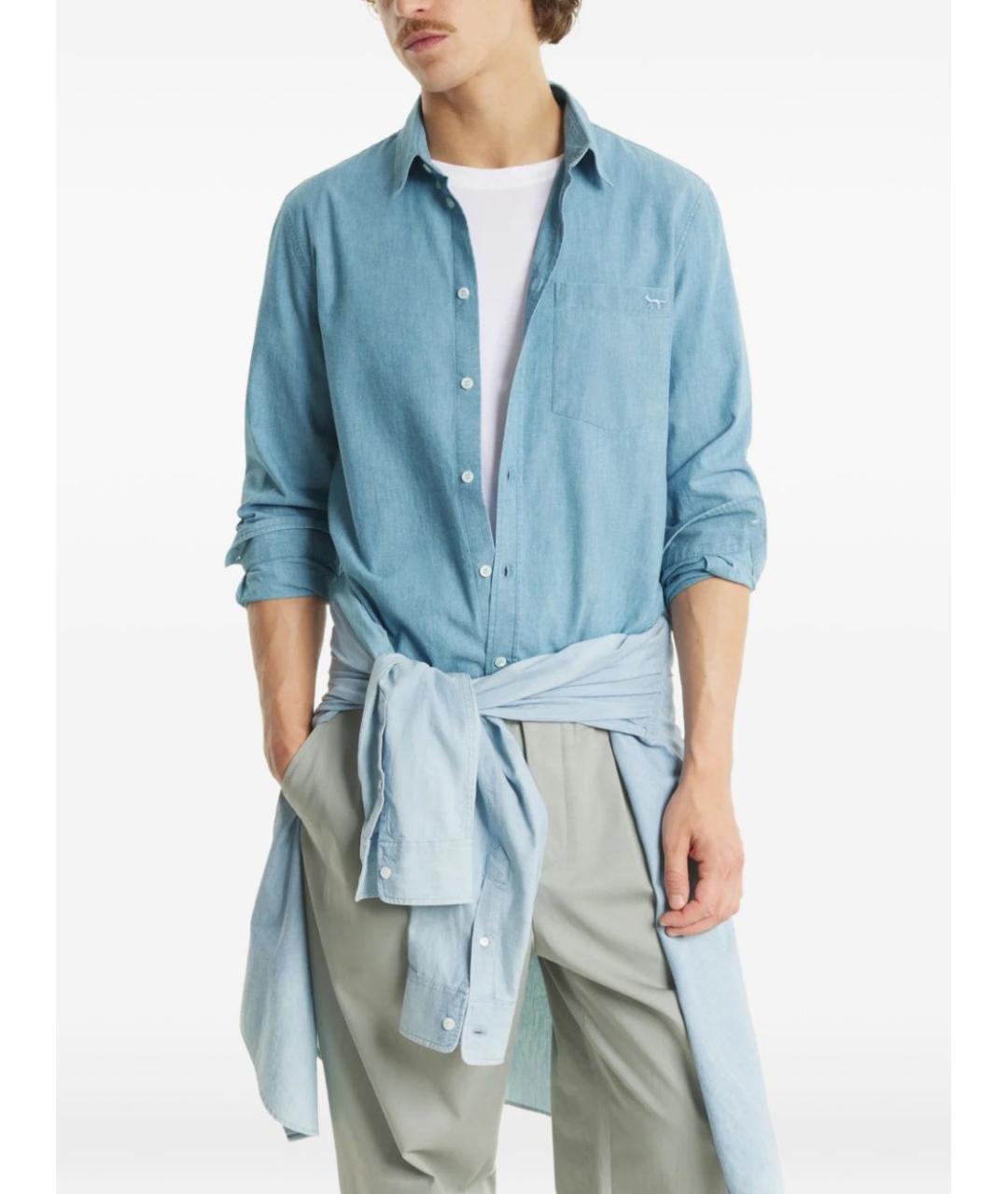 MAISON KITSUNE Голубая хлопковая кэжуал рубашка, фото 2