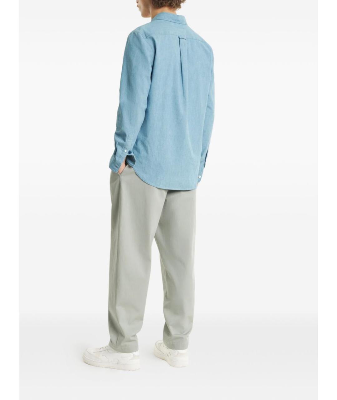 MAISON KITSUNE Голубая хлопковая кэжуал рубашка, фото 5