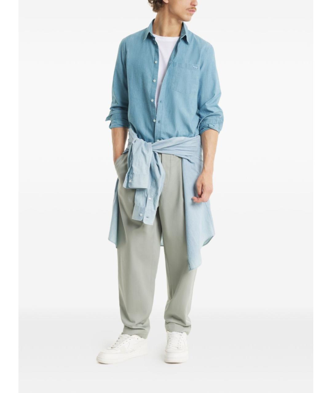 MAISON KITSUNE Голубая хлопковая кэжуал рубашка, фото 4