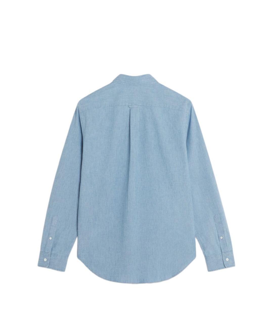 MAISON KITSUNE Голубая хлопковая кэжуал рубашка, фото 6