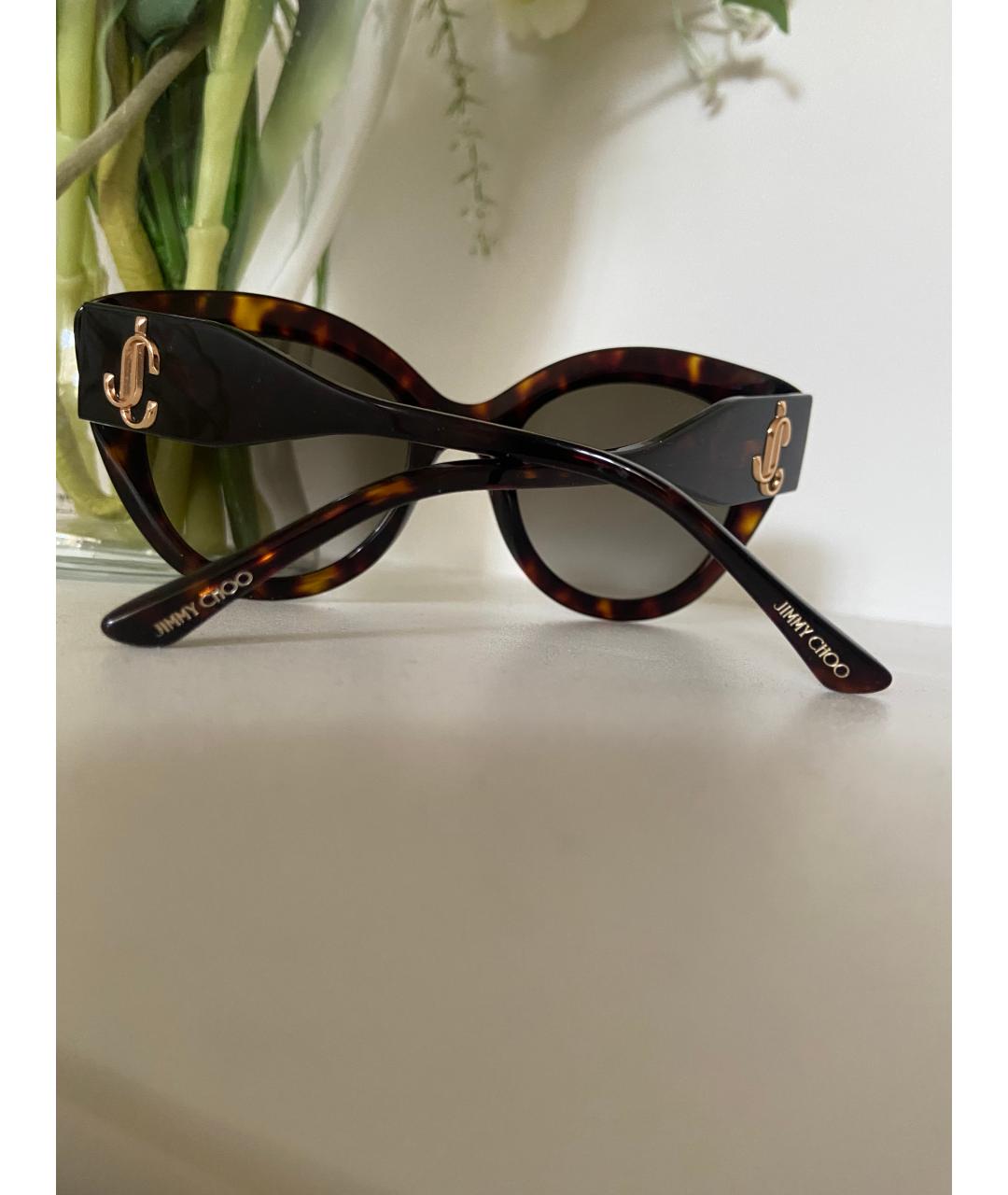 JIMMY CHOO Коричневые пластиковые солнцезащитные очки, фото 4