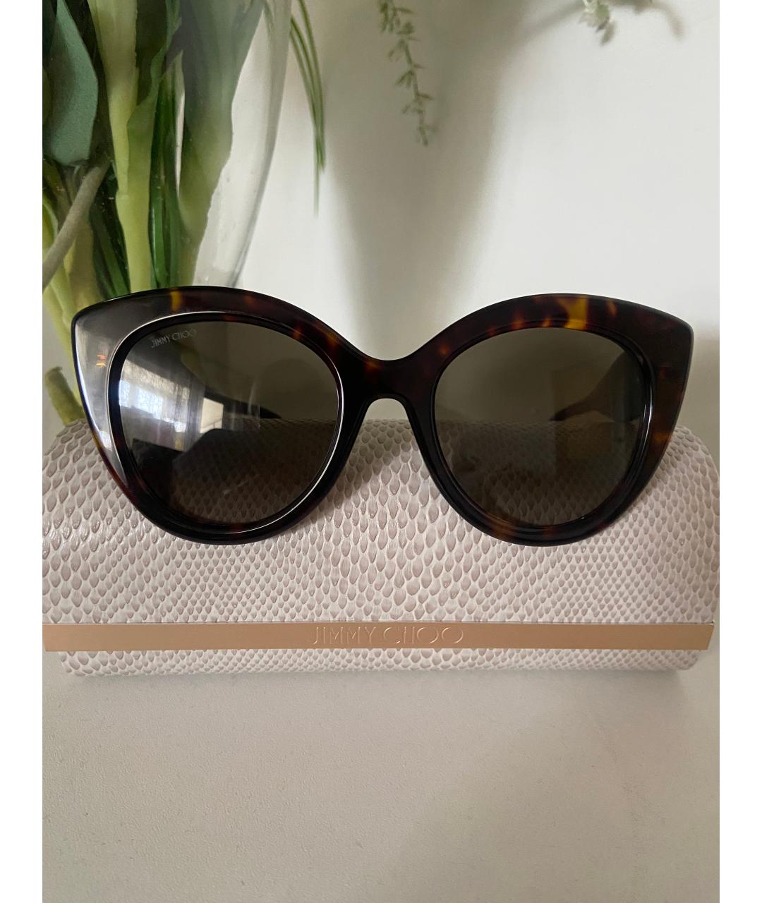 JIMMY CHOO Коричневые пластиковые солнцезащитные очки, фото 7