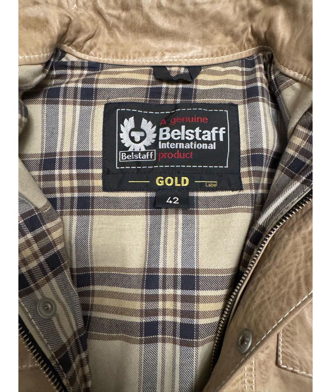 BELSTAFF Бежевая кожаная куртка, фото 4