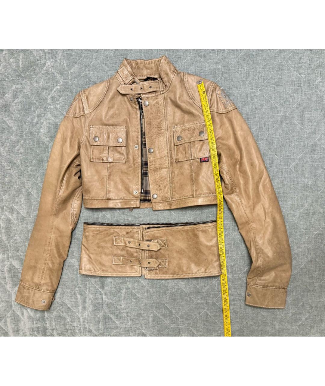 BELSTAFF Бежевая кожаная куртка, фото 3