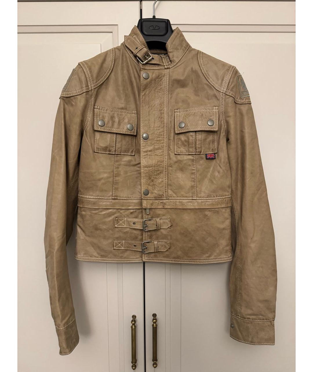 BELSTAFF Бежевая кожаная куртка, фото 9