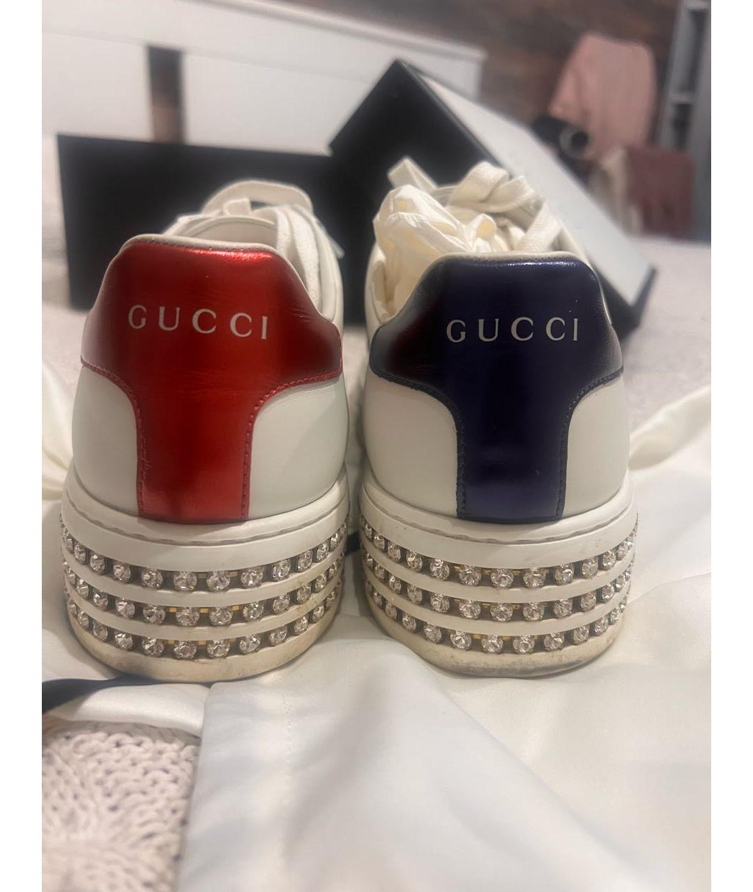 GUCCI Белые кожаные кроссовки, фото 3