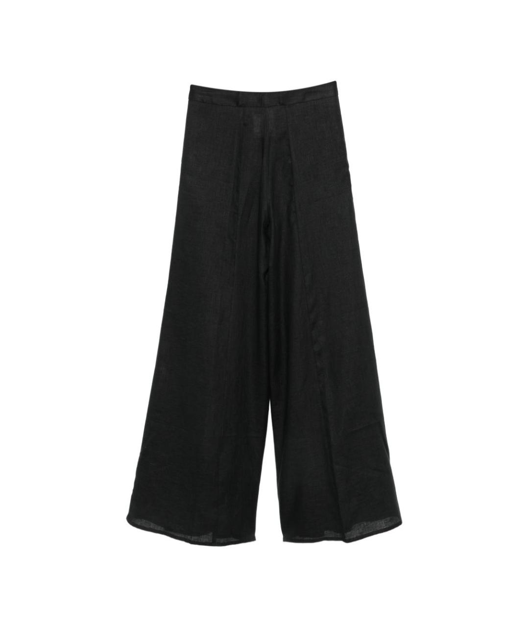 SEMICOUTURE Черные льняные прямые брюки, фото 2