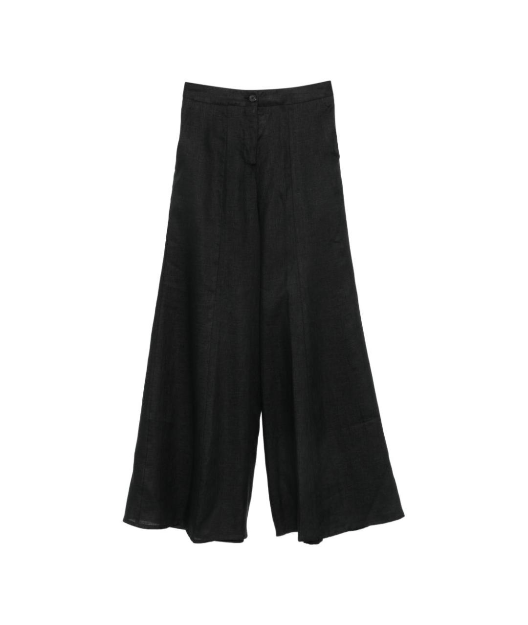 SEMICOUTURE Черные льняные прямые брюки, фото 1