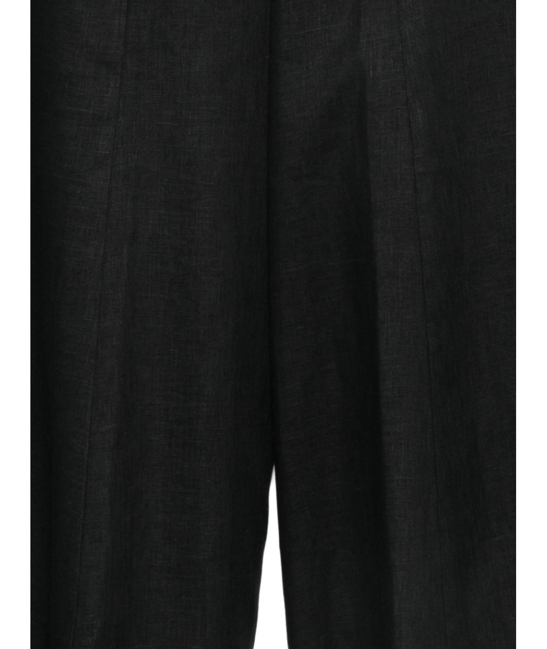 SEMICOUTURE Черные льняные прямые брюки, фото 3