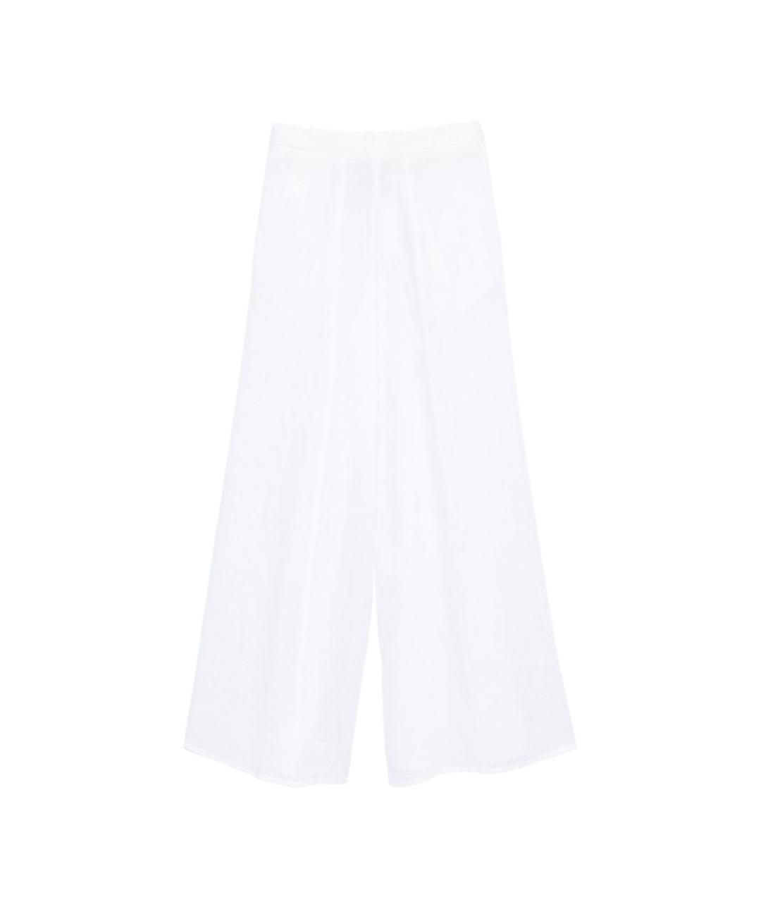 SEMICOUTURE Белые льняные прямые брюки, фото 2