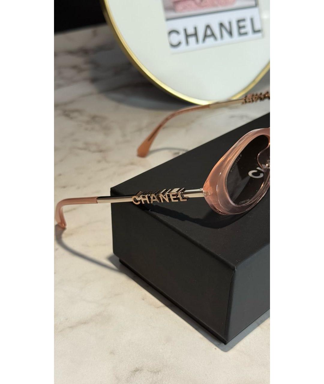 CHANEL Розовые металлические солнцезащитные очки, фото 5