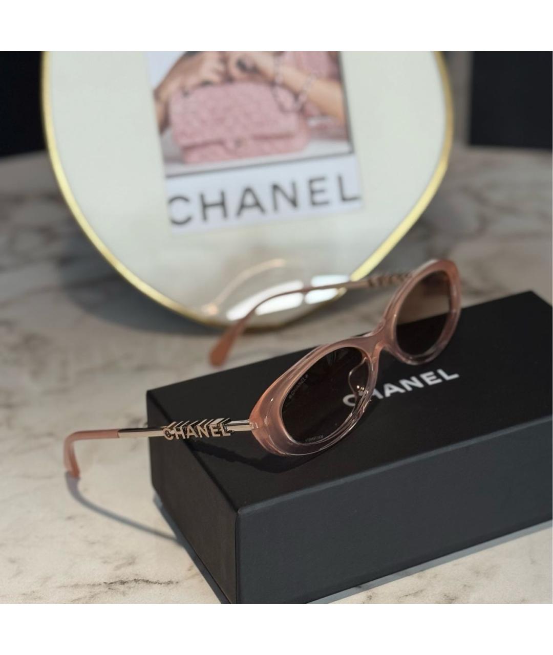 CHANEL Розовые металлические солнцезащитные очки, фото 3