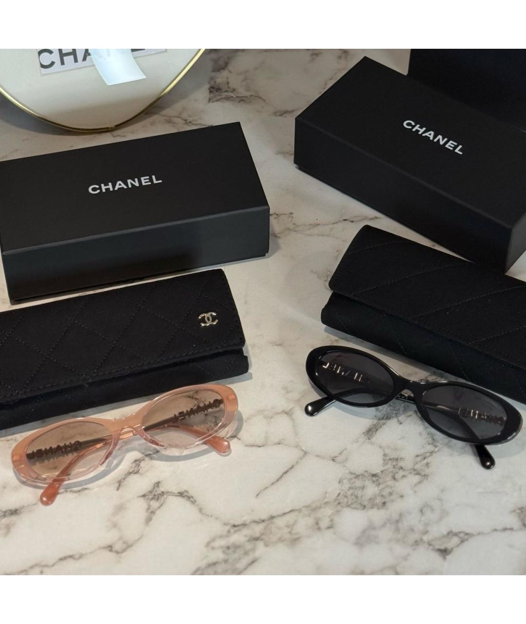 CHANEL Розовые металлические солнцезащитные очки, фото 4