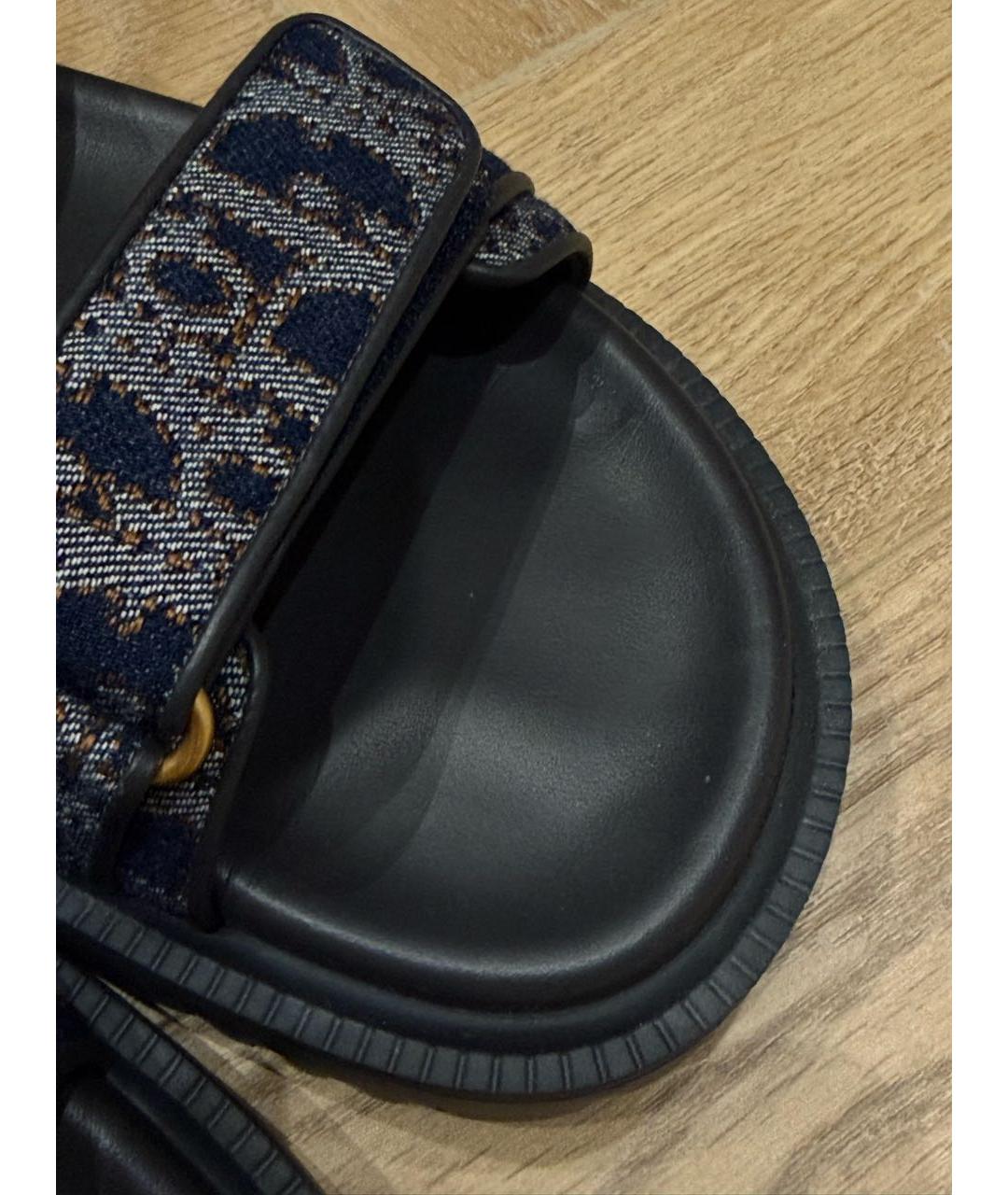 CHRISTIAN DIOR Темно-синие текстильные сандалии, фото 4