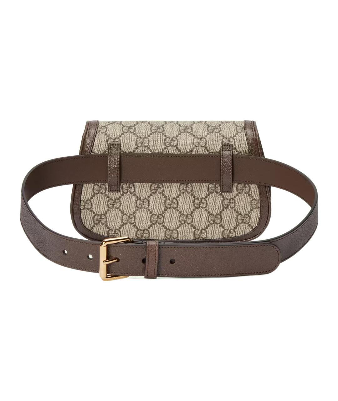 GUCCI Бежевая тканевая поясная сумка, фото 4