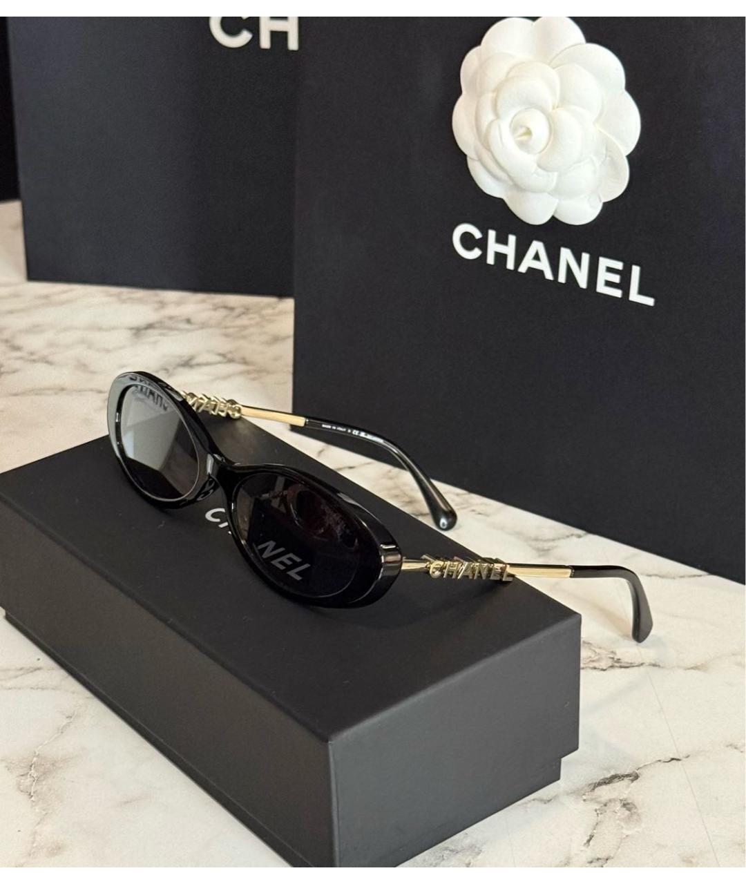 CHANEL Черные металлические солнцезащитные очки, фото 3