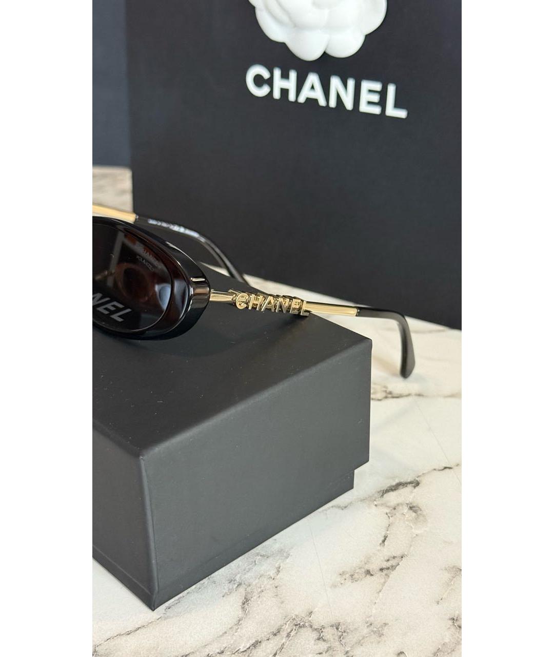 CHANEL Черные металлические солнцезащитные очки, фото 4