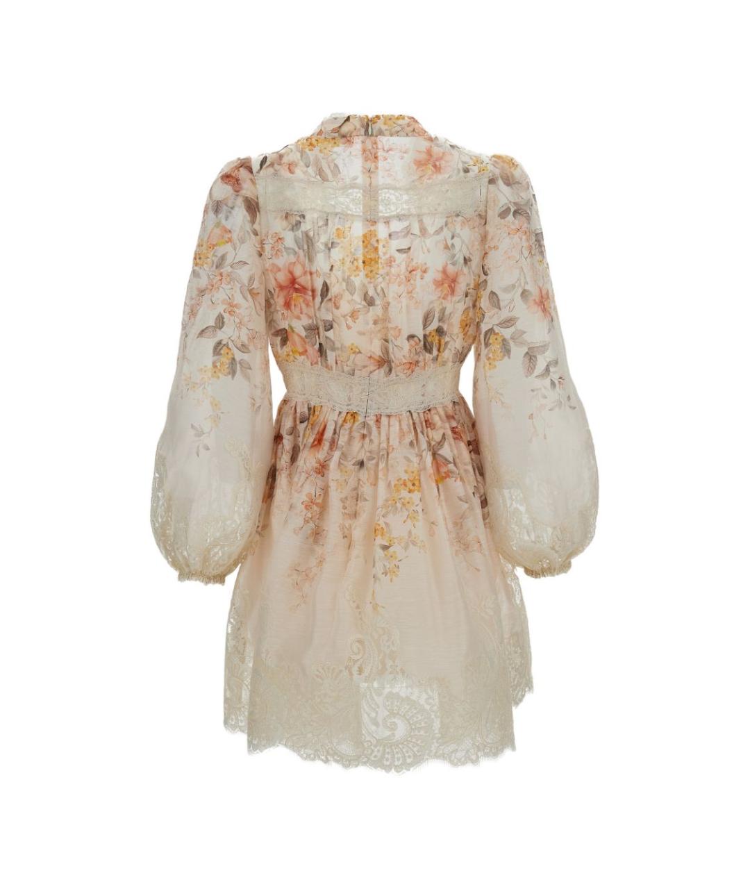 ZIMMERMANN Бежевое льняное коктейльное платье, фото 3