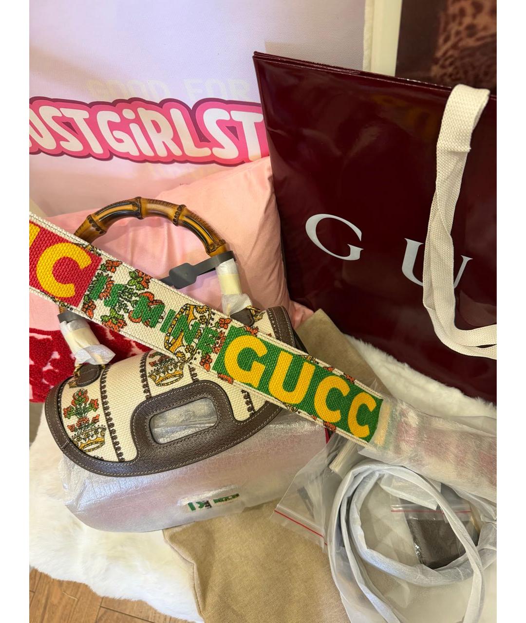 GUCCI Мульти тканевая сумка с короткими ручками, фото 6