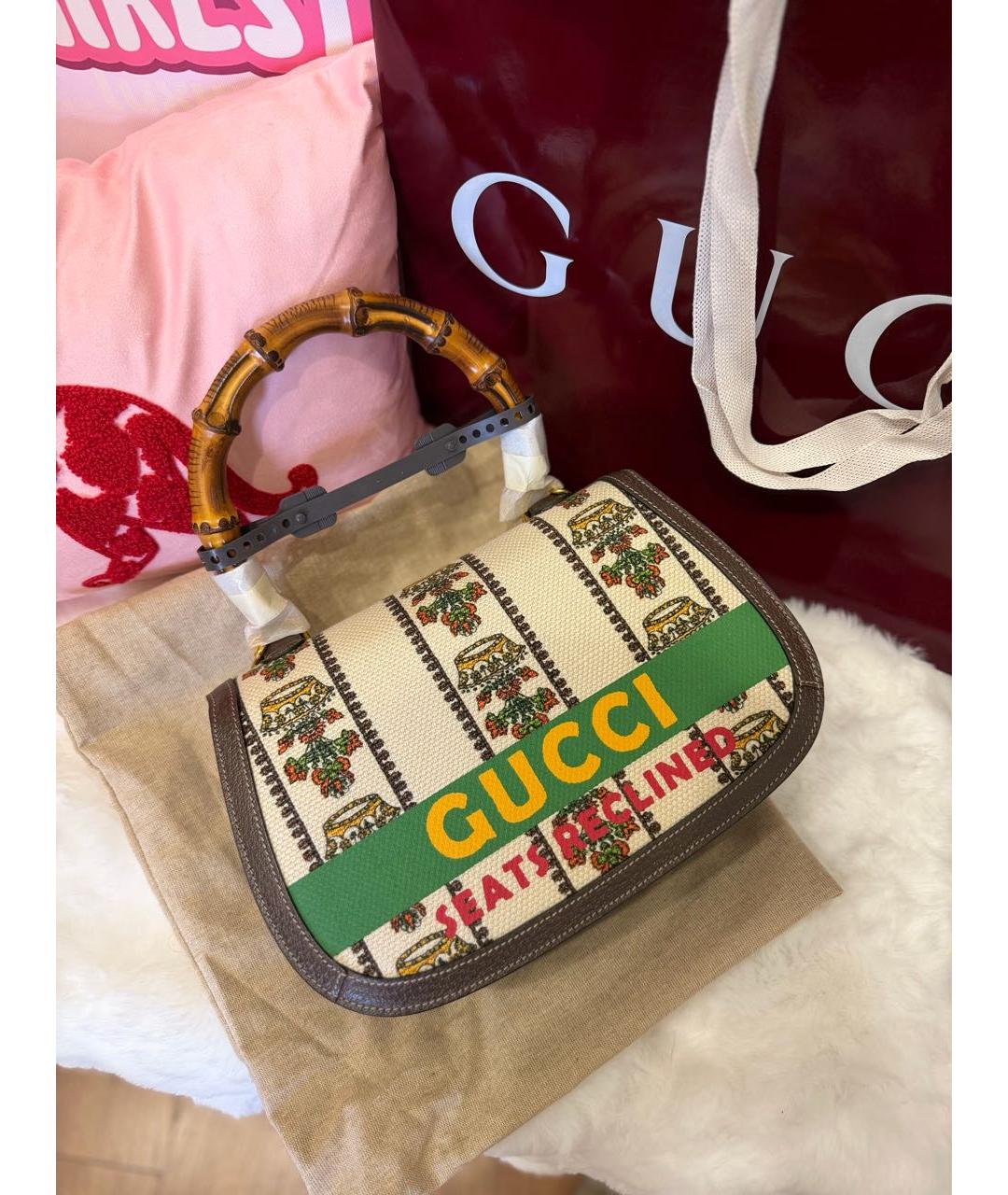 GUCCI Мульти тканевая сумка с короткими ручками, фото 3