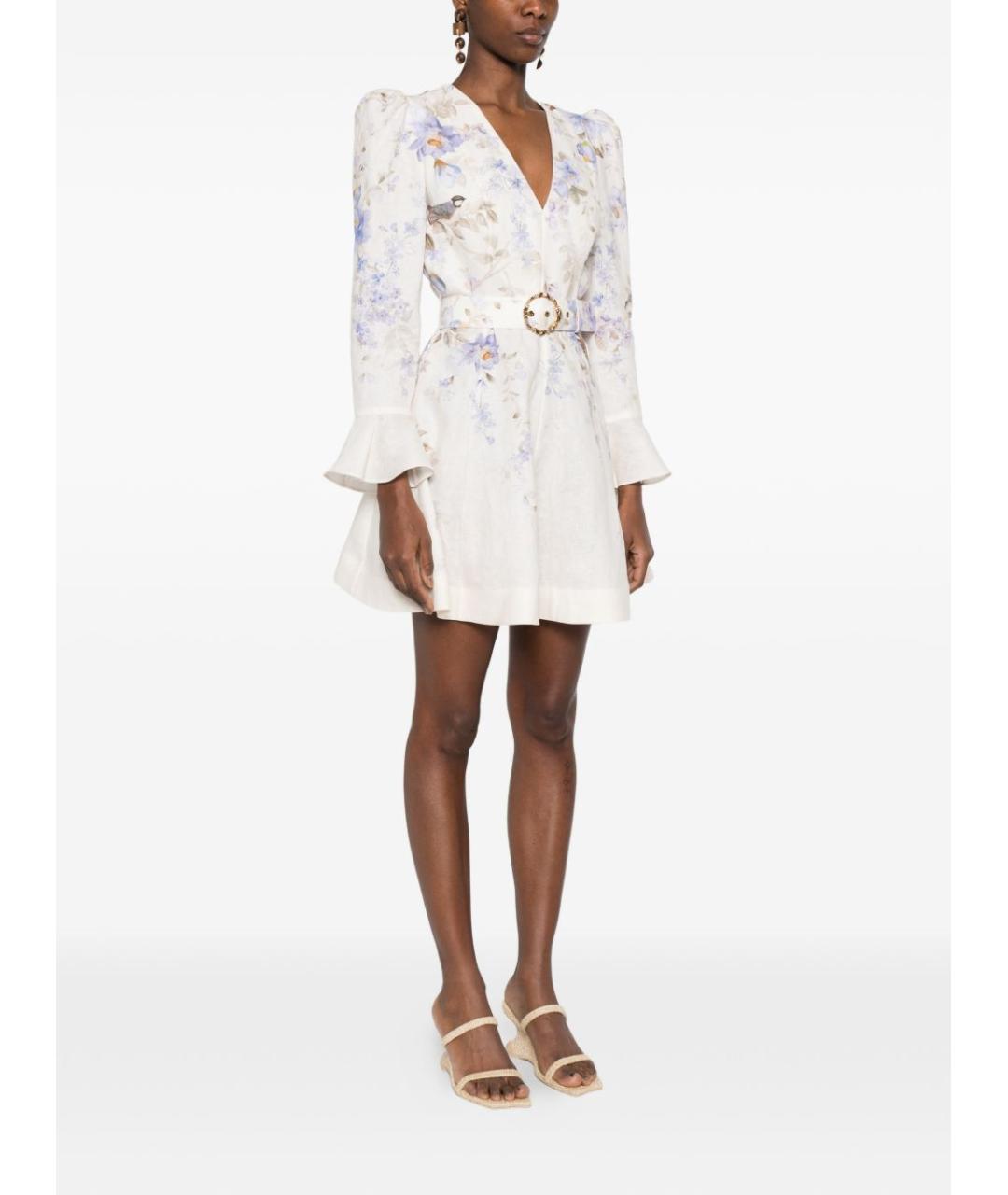 ZIMMERMANN Голубое льняное повседневное платье, фото 2